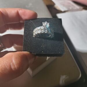 Sparkling White Cubic Zirconia Wrap Ring - Women's Silver Tone